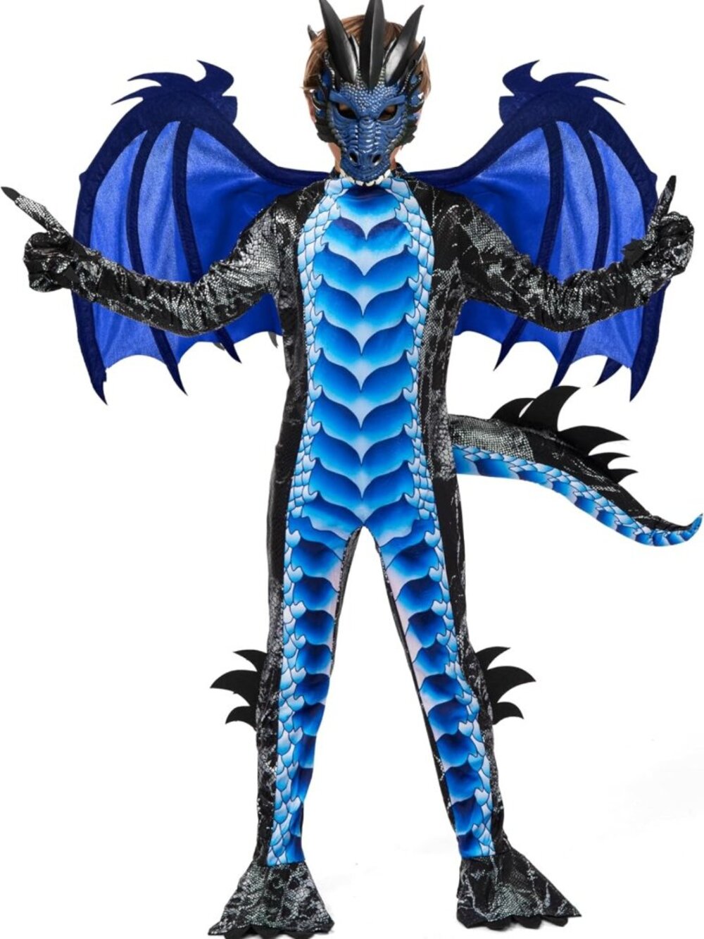 Kids Halloween Dragon Costume Set with Wings, Tail & Mask - Spooky Dress Up Fun!